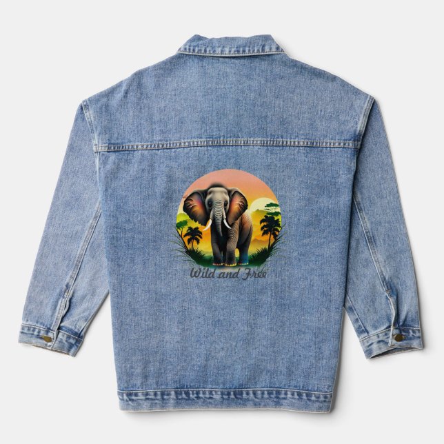 Chaqueta de Denim Elefante de Mujeres (Reverso )