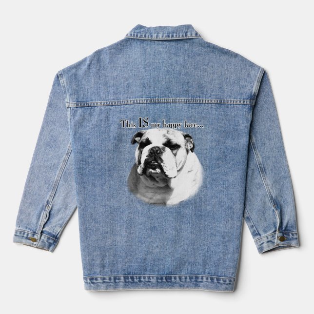 Chaqueta de Denim Face Feliz bulldog (Reverso )