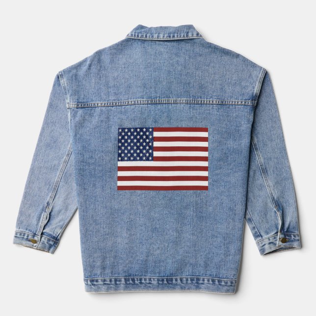 Chaqueta de Denim Femenina con Bandera Patriótica  (Reverso )