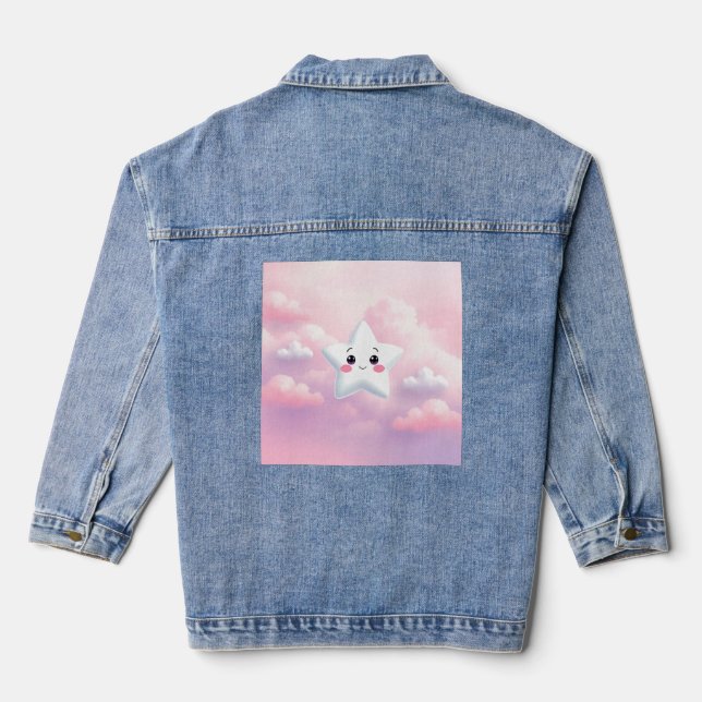 Chaqueta de Denim Femenino con estrella rosa (Reverso )