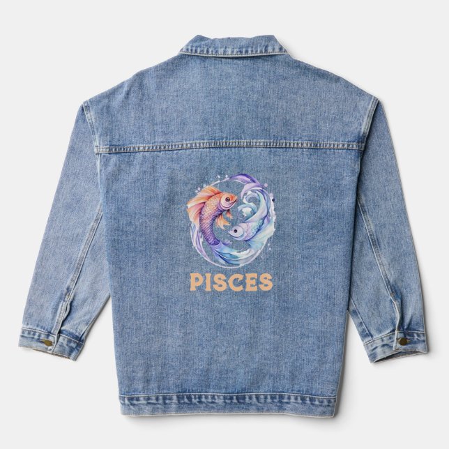 Chaqueta de Denim Femenino Pisces Zodiac (Reverso )