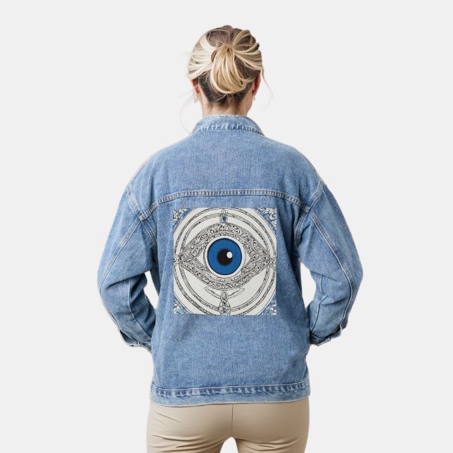 Chaqueta de denim impresa en el ojo malo (chaqueta (Modelo)
