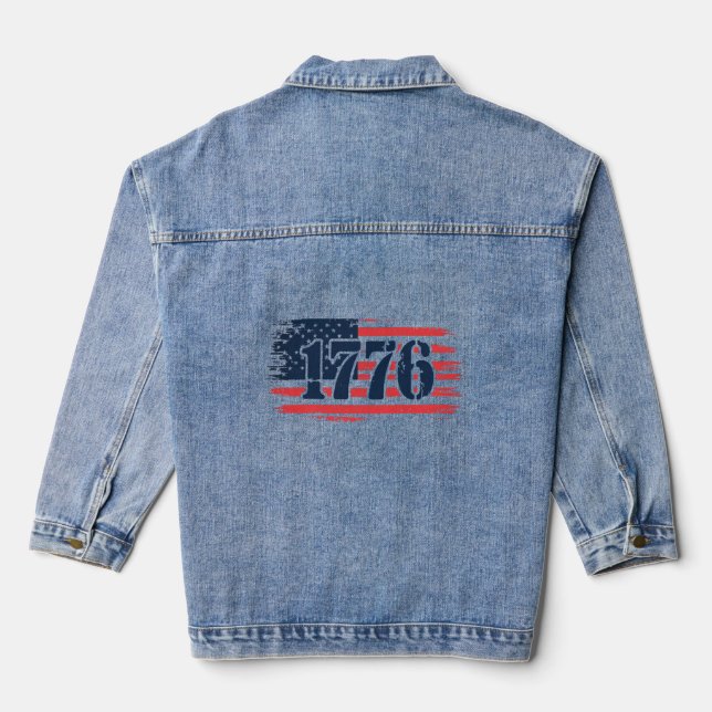 Chaqueta de Denim Patriótico de Bandera Americana  (Reverso )