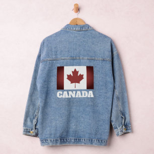 Chaqueta de vaqueros denim con bandera canadiense