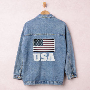 Chaqueta de vaqueros denim con bandera norteameric