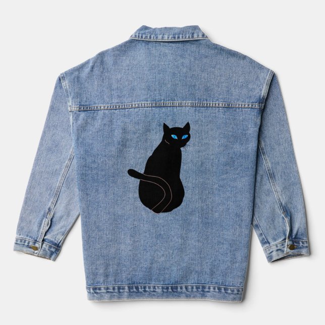 Chaqueta negra de gato con ojos azules de Denim (Reverso )