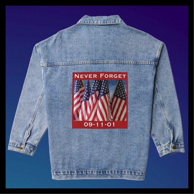 Chaqueta Vaquera 09-11-01 Nunca Olvidar La Bandera Americana Azul B (Subido por el creador)