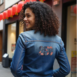 Chaqueta Vaquera 250 Años de Libertad Faux Patchwork