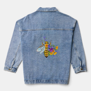 Chaqueta Vaquera Abeja de flor con plantas silvestres