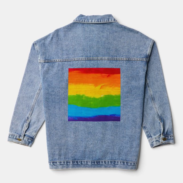 Chaqueta Vaquera Aceite de arcoiris Pintura del orgullo LGBT Denim  (Reverso )