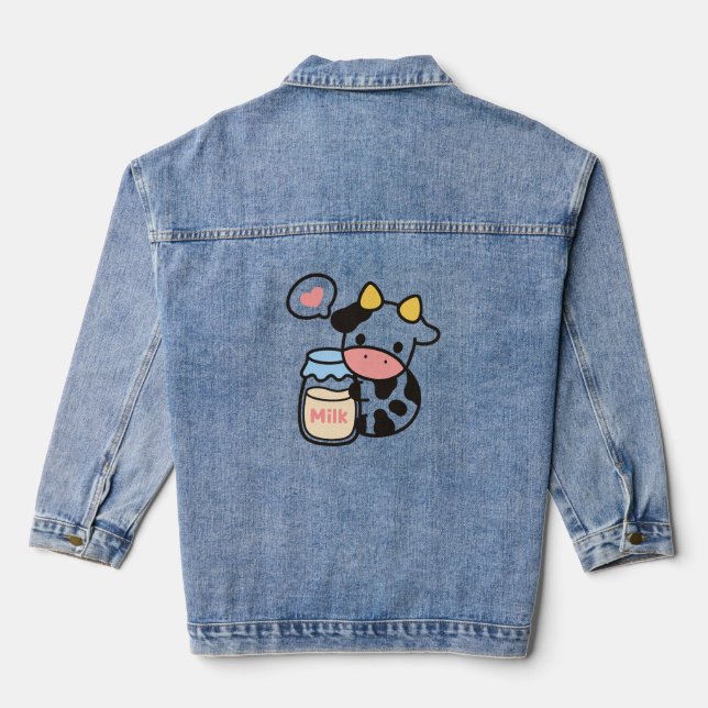 Chaqueta Vaquera Acogedor Kawaii Vaca y Leche Jar (Reverso )