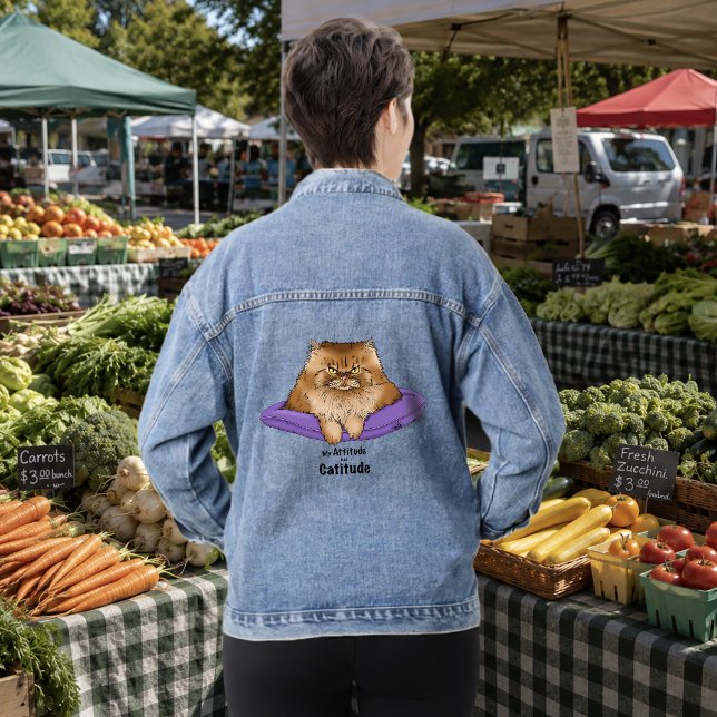 Chaqueta Vaquera Actitud divertida de gato (Subido por el creador)