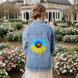 Chaqueta Vaquera Acuarela de girasol de Ucrania bandera azul amaril
