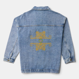 Chaqueta Vaquera Adorno Floral Dorado Elegante Estilo Barroco