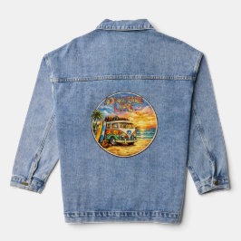 Chaqueta Vaquera Adventure Life Retro Hippie Beach Sunset Graphic