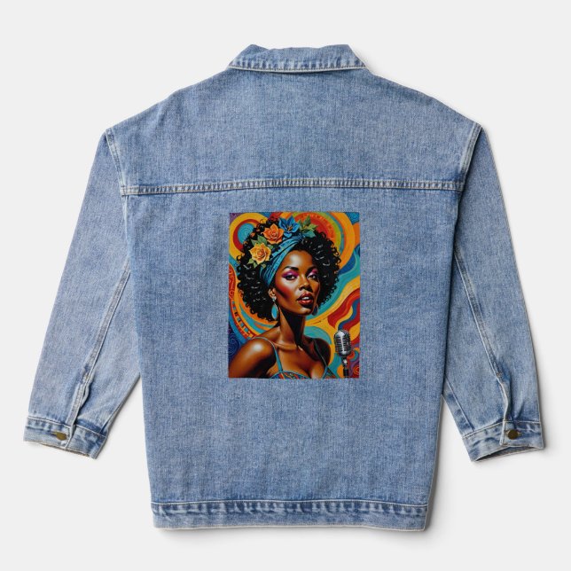 Chaqueta Vaquera Afro Soul Diva Vibrant Art Tee (Reverso )
