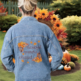 Chaqueta Vaquera Agradecido Agradecida Bendita Hojas de otoño