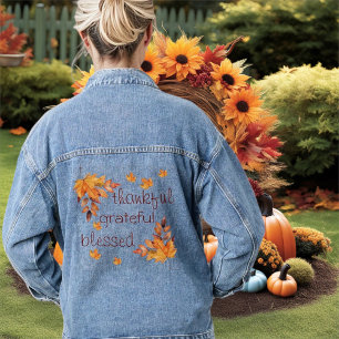Chaqueta Vaquera Agradecido Agradecida Bendita Hojas de otoño