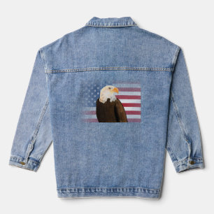 Chaqueta Vaquera Águila con la bandera norteamericana temblorosa