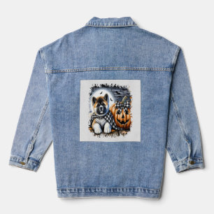 Chaqueta Vaquera Akita perro Halloween cuadrado