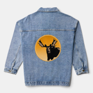 Chaqueta Vaquera Alce al Atardecer - Arte Original de Fauna