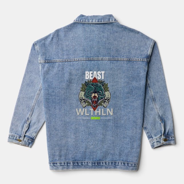 Chaqueta Vaquera Alpha Beast _ Untamed Wolf Streetwear Fearless  (Reverso )