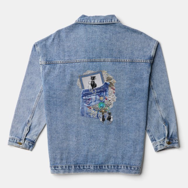 Chaqueta Vaquera Amantes del gato y joyería de disfraces (Reverso )