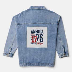 Chaqueta Vaquera América 1776 Tierra de la Libertad Camiseta Patrió