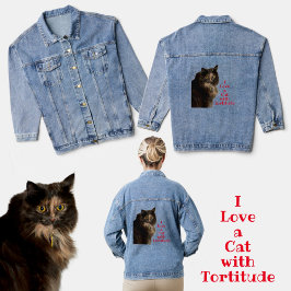 Chaqueta Vaquera Amo a un gato con Tortitud Fotográfico