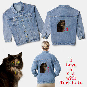 Chaqueta Vaquera Amo a un gato con Tortitud Fotográfico