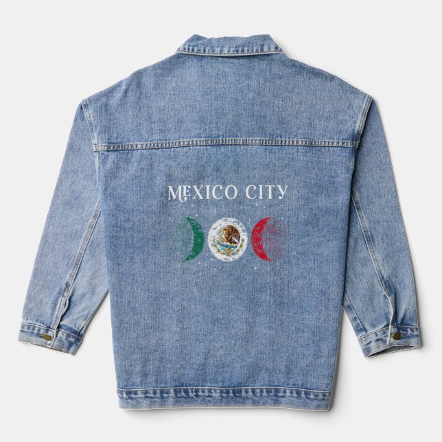 Chaqueta Vaquera Amo Ciudad de México Vacaciones Bandera de México (Reverso )