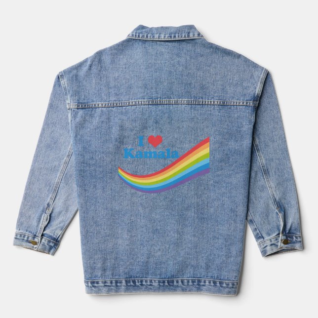 Chaqueta Vaquera Amo Kamala, Elección Cuidada en Arcoiris Larga Man (Reverso )