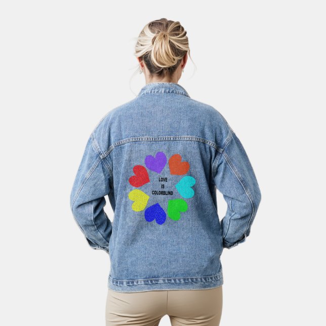 Chaqueta Vaquera Amor interracial Corazón arcoiris (Modelo)