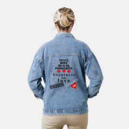 Chaqueta Vaquera Amor Paz Esperanza Libertad Corazones Rojos