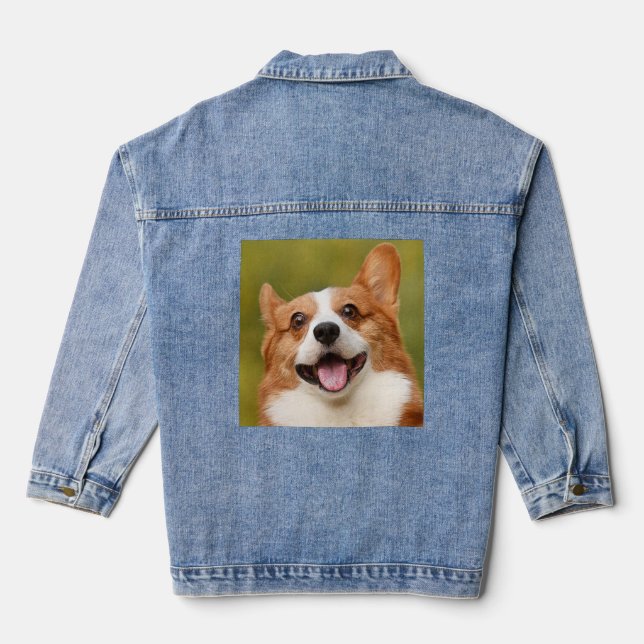 Chaqueta Vaquera Añadir foto de perro personalizada (Reverso )