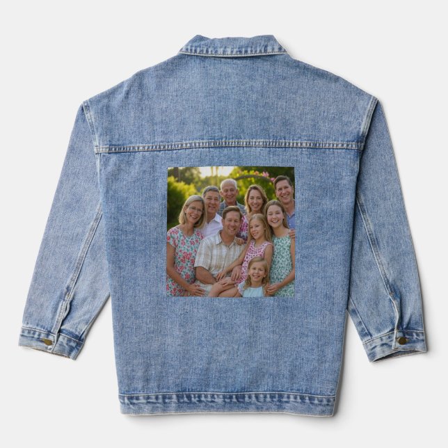 Chaqueta Vaquera Añadir Personalizar de fotografía de Reunión Famil (Reverso )