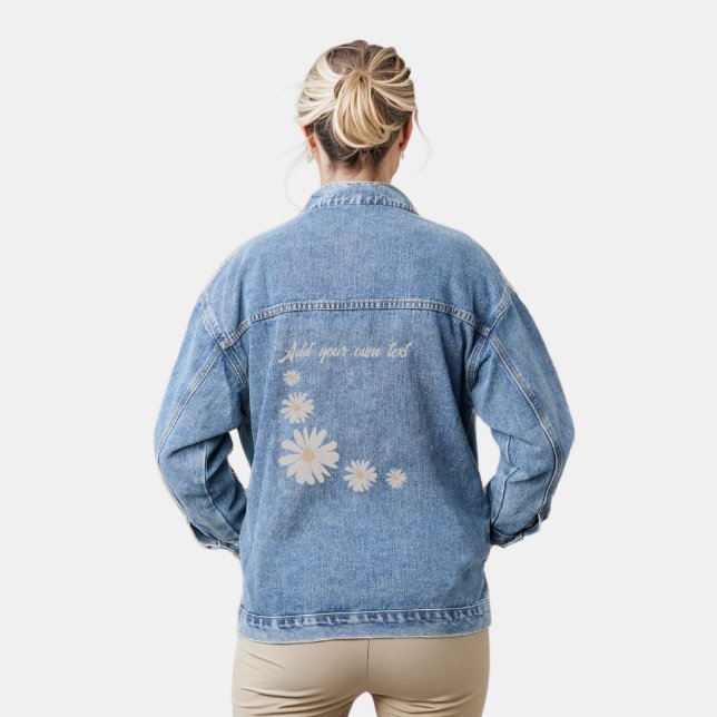 Chaqueta Vaquera Añadir su propia flor de texto Personalizada (Modelo)