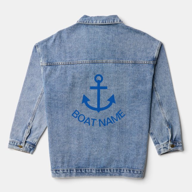 Chaqueta Vaquera Anchor Blue Personalizado Tu Nombre De Barco (Reverso )