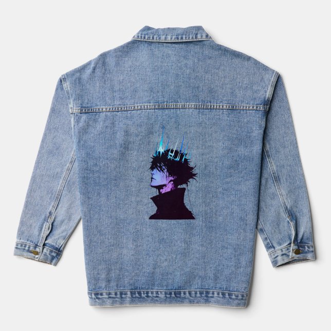 Chaqueta Vaquera Anime King Gothic Male Portrait with Blue Crown (Reverso )