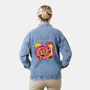 Chaqueta Vaquera año de la serpiente, serpiente floral roja