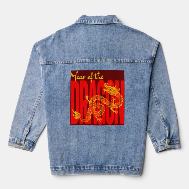 Chaqueta Vaquera Año del Dragón Rojo Oro (Reverso )