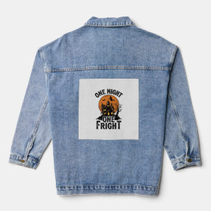 Chaqueta Vaquera Antigua Pesadilla de Halloween Bruja Luna Gráfica_