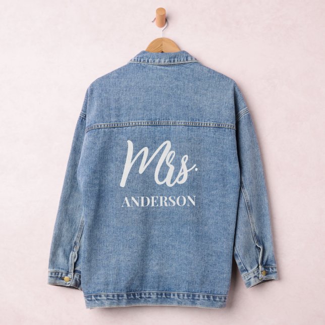 Chaqueta Vaquera Apellido Boda Personalizado Sra. Denim Jacket (Hangar)