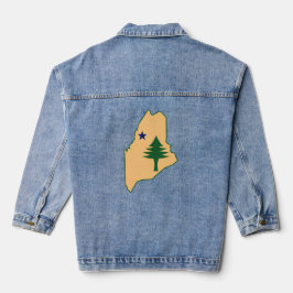 Chaqueta Vaquera Árbol de pinos y mapa de la bandera de la estrella
