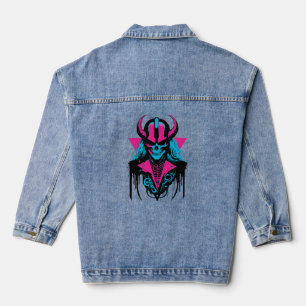 Chaqueta Vaquera Arte colorido de calavera zombie medieval