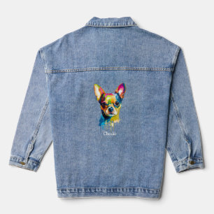 Chaqueta Vaquera Arte de acuarela personalizado de Chihuahua
