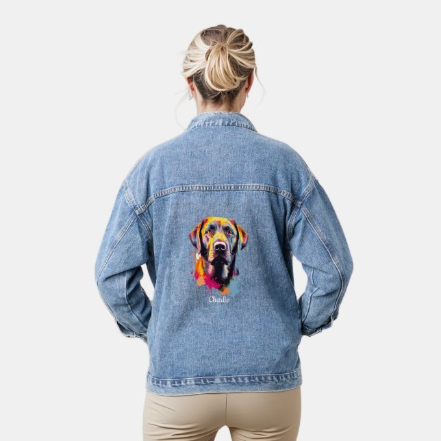 Chaqueta Vaquera Arte de acuarela personalizado de Labrador (Modelo)