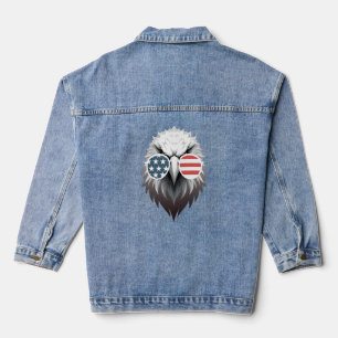 Chaqueta Vaquera Arte de águila con gafas de sol de bandera estadou