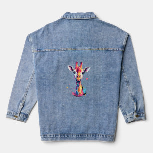 Chaqueta Vaquera arte de animal africano La jirafa colorida para di