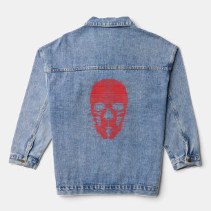 Chaqueta Vaquera Arte de cráneo rojo con error
